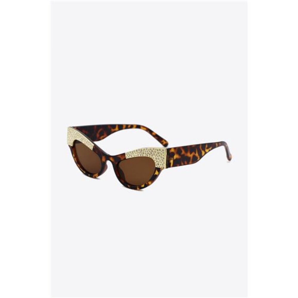 UV400 Rhinestone Trim Cat-Eye Sunglasses